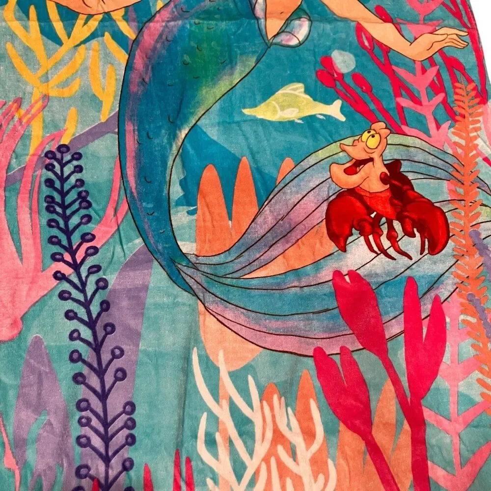Disney Beach‎ Towel Kids 29x59 Little Mermaid Ariel Flounder Sebastian Pool Bath